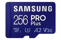 SAMSUNG PRO Plus + Adaptador 256GB microSDXC até 160MB/s UHS-I, U3, A2, V30, Full HD e 4K UHD Cartão de memória para smartphones Android, tablets, Go Pro e DJI Drone (MB-MD256KA/AM)