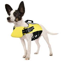 Colete salva-vidas para cães POPETPOP – Colete flutuante para animais de estimação, jaqueta de natação para cães pequenos, médios e grandes, traje de banho preservador de vida para animais de estimação (amarelo)
