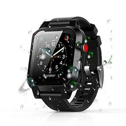 Capa para Apple Watch Series 6/5/4/SE de 44 mm à prova d'água, iWatch Series 6/5/4/SE Case 2020 nova pulseira para Apple Watch à prova de choque Dus tproof capa de proteção total robusta (preta 44 mm)