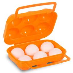 Porta Ovos Organizador Plástico 6 Cavidades Geladeira Maleta Viagem Acampamento Passeios (Laranja)
