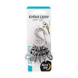 Nite Ize KLK-11-R3 9001204 chaveiro Locker, corrente de mosquetão inoxidável com 6 fichários S de bloqueio para segurar chaves com segurança + separadamente, aço