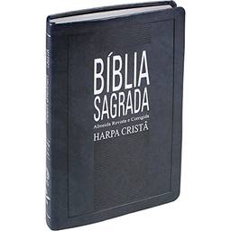 Bíblia Sagrada com Harpa Cristã - Capa de couro sintético azul nobre: Almeida Revista e Corrigida (ARC)