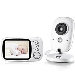 BAAD Babá Eletrônica Sem Fio Tela 3.2" - Monitor Do Bebê - Visão Noturna, Conversação Bidirecional, monitor de temperatura ambiente, Tocar música