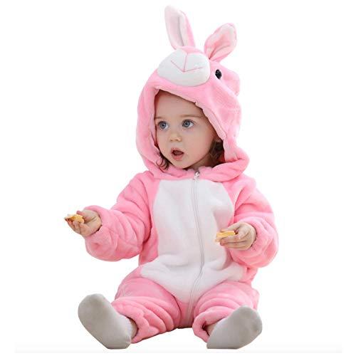 Elonglin Macacão Animal Flanela para Bebês Unissex Zíper com Capuz Pijama para Bebês Macia Quente I 12 – 18 meses