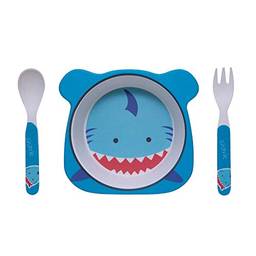 Kit Alimentação Tubarão Eco Girotondo Baby - 3 unidades, Girotondo Baby, Azul, Preto, Branco, Vermelho