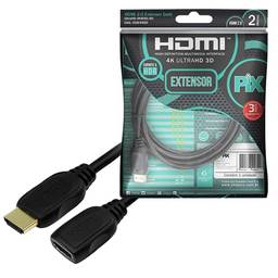 Cabo HDMI Extensor - HDMI Macho X HDMI Femea 4K Hdr 19P 2M, PIX