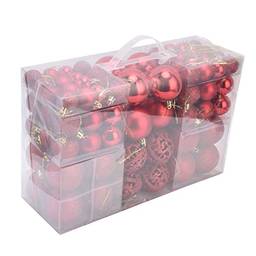 Ornamentos de bola de Natal, bolas de Natal de plástico Quatro estilos requintados decorativos para festas (vermelho)
