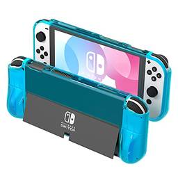 TALK WORKS Nintendo Switch OLED Case - Protective Fit Durable TPU Case Designed for Nintendo Switch OLED - Non-Slip Secure Holding Grips, Easy Opening for Kickstand - For Comfortable Gaming - Blue