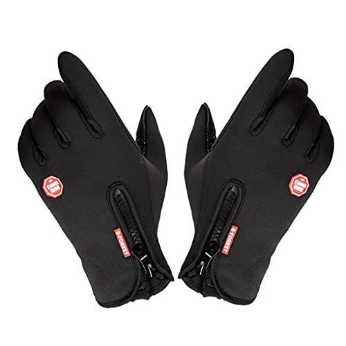 Newmind 1 par de luvas impermeáveis de lã térmica para motociclista com tela sensível ao toque - preta, M