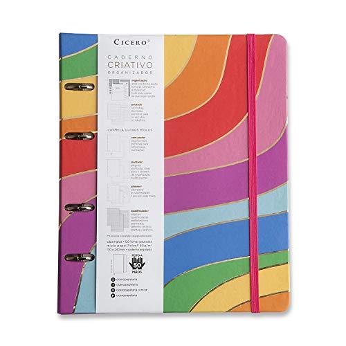 Caderno Criativo Argolado Tobogã, Multicolorido, Pautado, 120 fls, Papel Pólen 80g/m², Tamanho Grande (17x24)