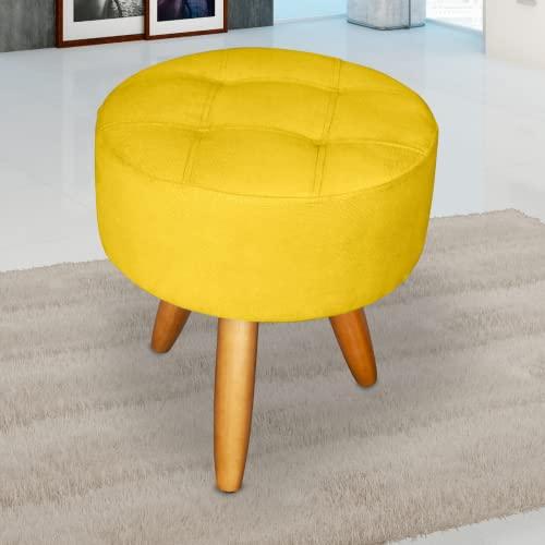 Puff decorativo redondo moderno resistente (Amarelo)