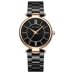 Tomshin Relógio feminino para senhora da moda de luxo relógio de pulso de metal à prova d'água com pulseira de relógio de quartzo