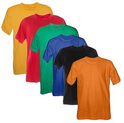 Kit 6 Camisetas 100% Algodão (Ouro, Vermelho, Bandeira,Royal, preto, Laranja, P)
