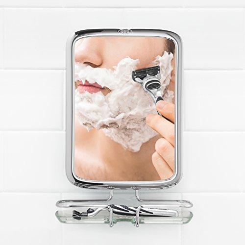 OXO Espelho de chuveiro antiembaçante Good Grips, cromado, 17,3 cm de comprimento x 6,3 cm de largura x 25,4 cm de altura