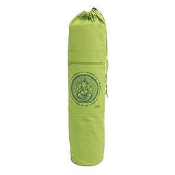 Bolsa para Tapete de Yoga Porta Mat Estampado Ganesha ou Om 100% algodão, com bolsos e comportamentos, alça justável, alta qualidade (Verde Oliva)