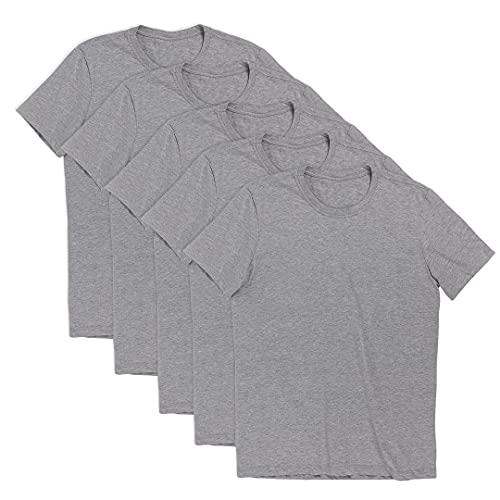 Kit com 5 Camisetas Básicas Masculina T-shirt Algodão (Cinza, G)