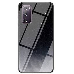 XYX Capa fina e leve com parte traseira de vidro temperado, estampa de céu estrelado, para Samsung Galaxy S20 FE