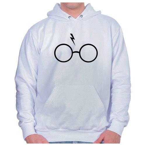 Moletom Canguru Unissex Óculos Harry Potter (Branco, G)