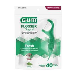 Flosser GUM Original, Fio Dental com haste, Sabor Menta, 40 unid, Gum, Verde