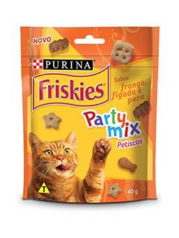 FRISKIES Party Mix traz muita diversão para o seu gato. Cada delicioso petisco foi desenhado para fazer seu gato explorar diferentes formas, cores, sabores e aromas.
