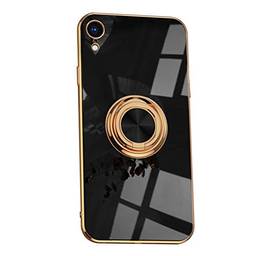 SHUNDA Capa para iPhone XR, capa ultrafina de silicone macio TPU com absorção de choque, capa com suporte magnético para iPhone XR 6,1 polegadas - preta
