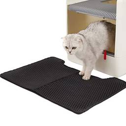 Qican Tapete de areia para gatos tapete de dupla camada dobrável para caixa de areia