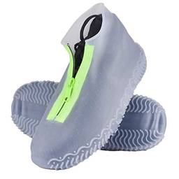 Rehomy Capas impermeáveis para sapatos, modernizadas, reutilizáveis, de silicone, antiderrapante, para chuva, com zíper, protetor de sapatos para uso ao ar livre, para homens, mulheres,XL (EU Size 43-46)