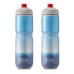 Polar Bottle Garrafa de água isolada Breakaway para bicicleta, pacote com 2 – livre de BPA, garrafa de compressão para ciclismo e esportes (azul riquete, 700 ml)