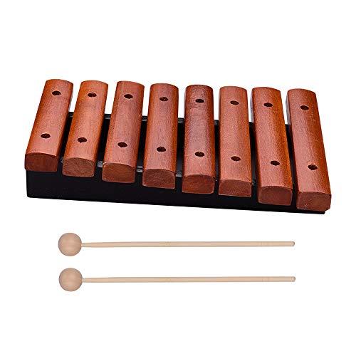 KKcare Instrumento musical 8 notas xilofone de madeira inclui 2 malhos de madeira para crianças brinquedos musicais educativos