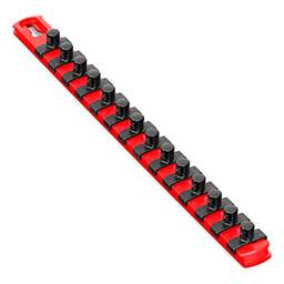 Ernst Manufacturing 8415 Organizador de soquete de 33 cm com clipes de trava de torção de 36 cm, vermelho