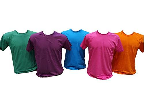 Kit 5 Camisetas 100% Algodão (Bandeira, Roxo, Turquesa, Pink, Laranja, M)