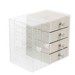 Cabilock Caixa de joias com 3 gavetas, brincos, pulseiras, colares, caixa de acrílico, porta-joias, gaveta, organizador de recipientes