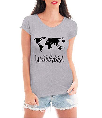 Camiseta Blusa T shirt Bata Criativa Urbana Wanderlust Viagem Mapa Cinza M
