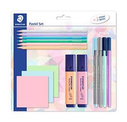 Kit Pastel Set + 3 Stick Notes, STAEDTLER, Linha pastel, 61 SBK2 PAST, 12 Cores