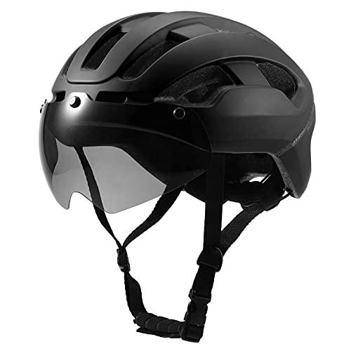 Equipamento de ciclismo,KKcare Capacete de ciclismo respirável com luz traseira óculos magnéticos feminino masculino capacete de segurança leve capacete de bicicleta