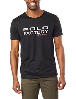 Camiseta Gola Careca, Estampa Polo Factory Classic, Club Polo Collection, Masculina, Preta, GG