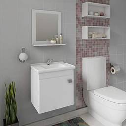 Gabinete De Banheiro 100% Mdf Iris 44 Cm Com Espelho Branco - Mgm