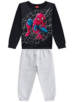 Conjunto Blusão e Calça Jogger Spider Man, Brandili, Meninos, Preto, 6