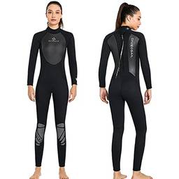 Henniu Roupa de neoprene feminina de 3 mm para mergulho de corpo inteiro para mergulho com snorkel e surfe