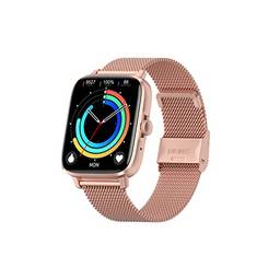 Novo relógio inteligente, sensor de gravidade, chamada bluetooth, histórico, suporte para vários esportes e monitoramento de saúde (Pink Stainless Steel Strap)