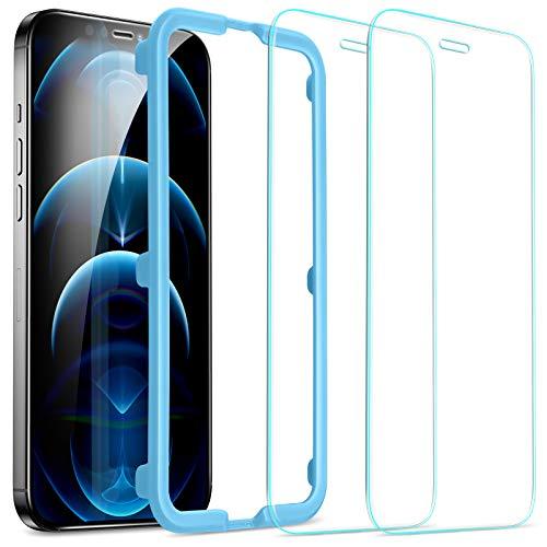 ESR Protetor de tela de vidro temperado para iPhone 12/12 Pro 6.1"[Estrutura de instalação fácil] [Case-friendly] Protetor de tela de vidro temperado premium - [2 unidades]