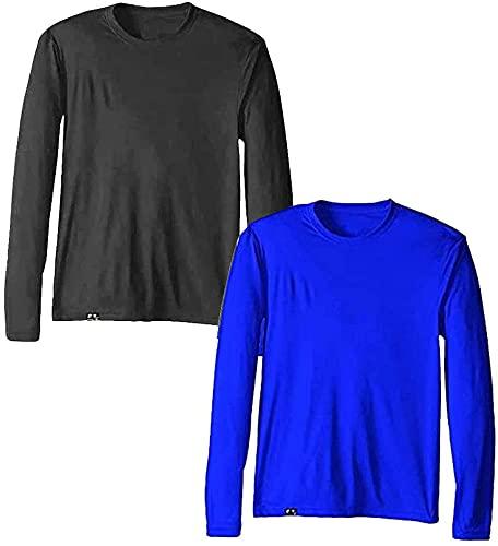 KIT 2 Camisetas UV Protection Masculina UV50+ Tecido Ice Dry Fit Secagem Rápida – M Royal - Cinza