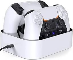 TwiHill Carregador duplo de gamepad sem fio é adequado para PS5, carregador de contato de acessórios de gamepad PS5, Acessórios para PlayStation 5