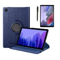 Capa Case Giratoria Azul Marinho Compatível Com Tablet Samsung Galaxy Tab A7 Lite + Pelicula de Vidro + Caneta Touch - (C7ARMOR)