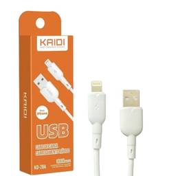Cabo USB Lightning Carregador IPhone, IPod, Turbo 3A 1 Metro KAIDI (Branco)