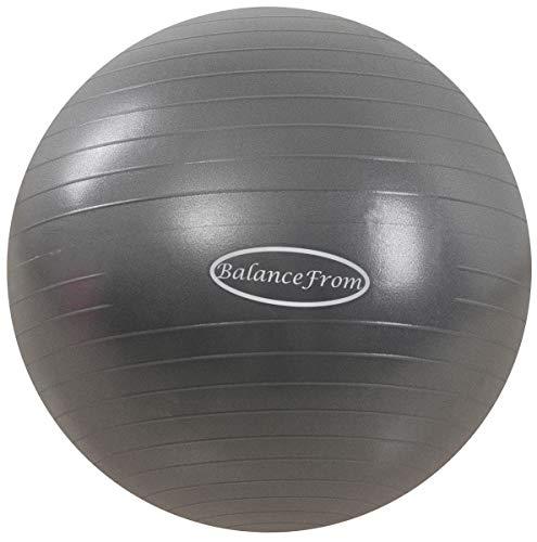 BalanceFrom Bola de exercício antiexplosão e antiderrapante bola de ioga bola fitness bola de parto com bomba rápida, capacidade de 900 g (58-65 cm, G, cinza)