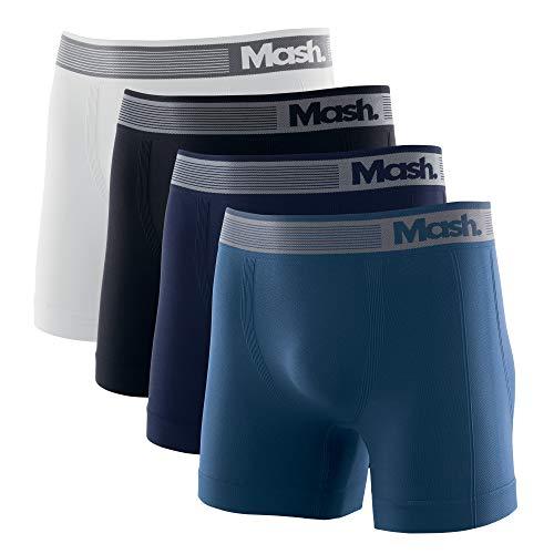 Kit 4 Cuecas Boxer Micr S/Costura, Mash, Masculino, Branco Preto Azul Marinho Azul Diesel, P