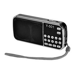 Sunbaca Y-501 Mini Rádio FM Digital Portátil 3W Alto-falante Estéreo MP3 Reprodutor de Áudio Qualidade de Som de Alta Fidelidade com Tela de Display de 0,75 Polegada Suporte de Lanterna LED #D