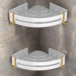 Kit 2 Peateleira de canto | prateleira do banheiro Economia de espaço de alta qualidade de peateleira de canto (Branco)