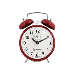 Herweg Relógio Despertador, modelo vintage com campainha de aço vermelha